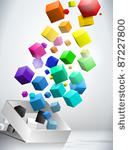vector   colorful flying cubes...