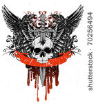 vector image skull with wings ...