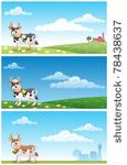 dairy farm  cartoon cow grazing ...