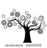 stylized black blooming tree