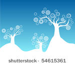 stylized  blooming trees on...