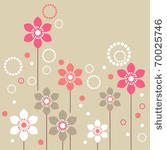 stylized pink and white flowers ...