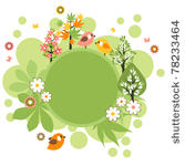 green round frame with birds...
