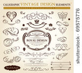 calligraphic elements vintage...