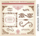 calligraphic elements vintage...