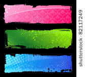 set grunge color hand banners....