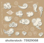 cute doodle with clouds  angel...