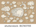 cute doodle of sky elements ...