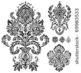 set of vector damask ornaments. ...