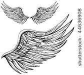 cartoon angel wings in black...