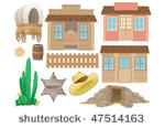 vector wild west western town...