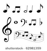 various musical notes in black
