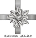 vector silver gift bow