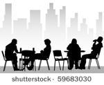 vector drawing people in cafes