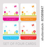 set of four tulips cards
