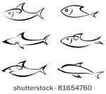 fishes   set of outline vector...