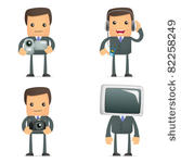 set of funny cartoon...