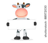 funny cartoon cow in various...