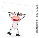 funny cartoon cow in various...