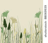 silhouette flowers and grass in ...