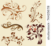 set of abstract floral patterns