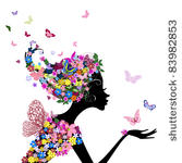 girl with flowers and...