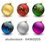 set of christmas balls on white ...
