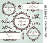 set of floral frame and vintage ...