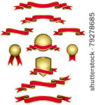 design elements in red and gold....