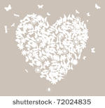 white wedding heart on a grey...