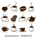 set of icons on a coffee theme. ...