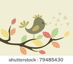 the bird sits on a tree and...