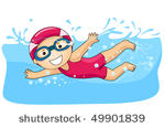boy swimming   vector