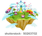 theme park on floating island   ...