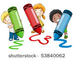 children using crayons   vector