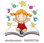 girl on an open book   vector