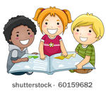a small group of kids holding...