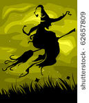 silhouette of a witch on her...