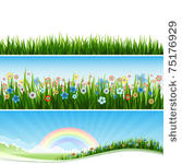 three spring or summer banners...