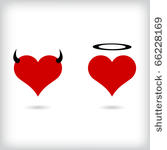 angel and devil hearts. vector.