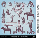 engraving vintage acrobats from ...