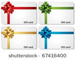 set of gift cards with gift bows