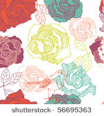 rose seamless pattern with bird