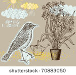 spring background with bird and ...