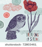 spring background owl with...
