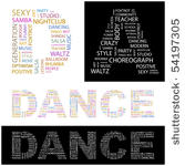dance. word collage. vector...
