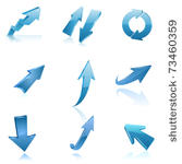 blue arrow icon set. vector