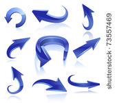 blue arrow icon set. vector