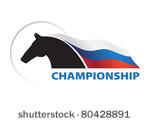 horse with flag on white...