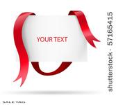 blank sale tag. red ribbons....